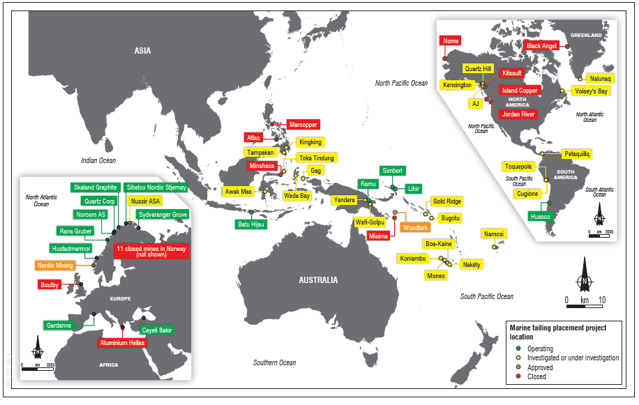 Deep Sea Tailings Placements Around the World